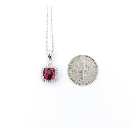 Pendant Drop .14ctw Round Diamonds 1.96ct Rhodolite Garnet 10x10mm 14kw 20" 124041258