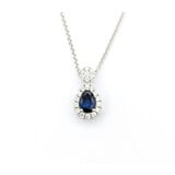  Pendant Drop .22ctw Round Diamonds .50ct Blue Sapphire 13x7mm 14kw 20" 124041270