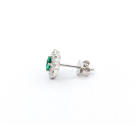 Earrings .28ctw Round Diamonds Stud .40ctw Emerald 8.75mm 14kw 124044178