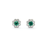  Earrings .28ctw Round Diamonds Stud .40ctw Emerald 8.75mm 14kw 124044178