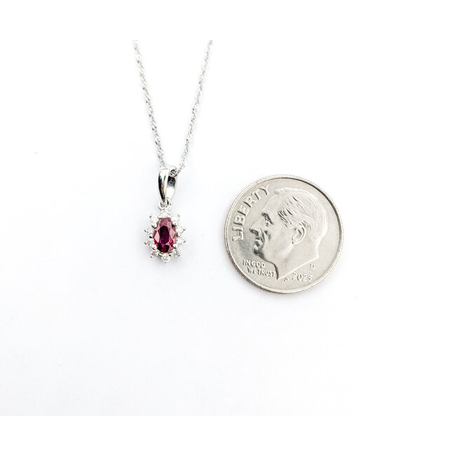 Pendant Drop .09ctw Round Diamonds .28ct Red Ruby 6x6mm 14kw 18" 124041273