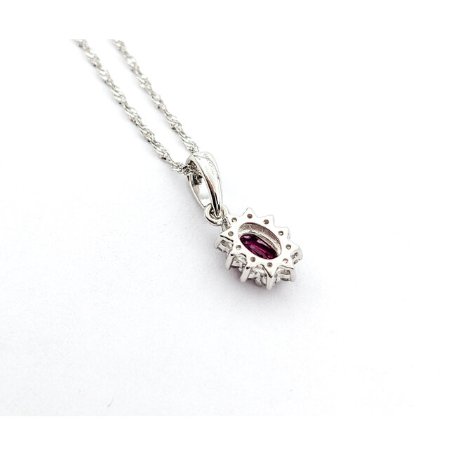 Pendant Drop .09ctw Round Diamonds .28ct Red Ruby 6x6mm 14kw 18" 124041273