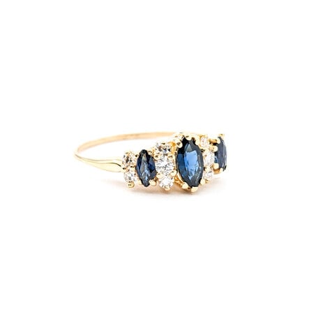 Ring .15ctw Round Diamonds .70ctw Sapphires 1980's 14ky 224040165