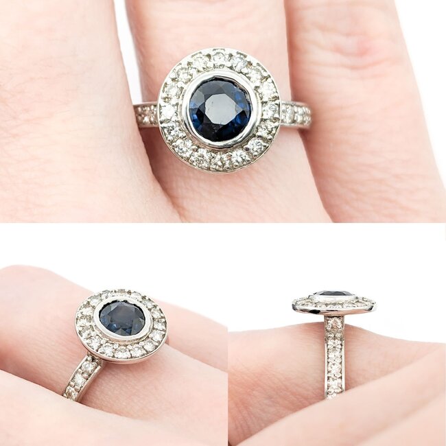 Ring 1.00ctw Round Diamonds 1.20ct Sapphire 14kw sz6 124030238