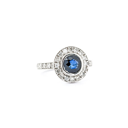 Ring 1.00ctw Round Diamonds 1.20ct Sapphire 14kw sz6 124030238