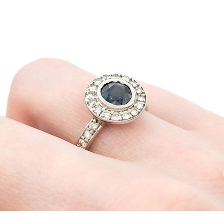 Ring 1.00ctw Round Diamonds 1.20ct Sapphire 14kw sz6 124030238