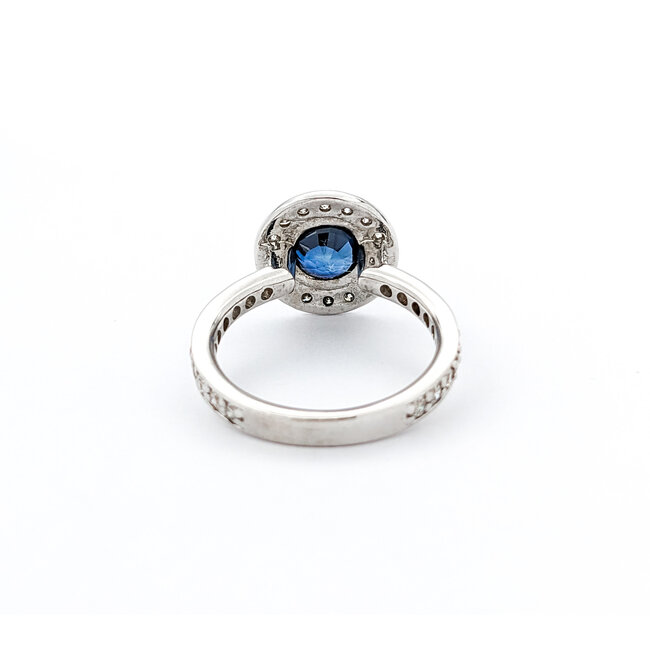 Ring 1.00ctw Round Diamonds 1.20ct Sapphire 14kw sz6 124030238