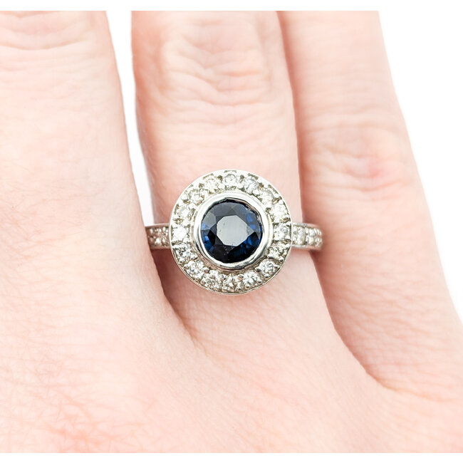 Ring 1.00ctw Round Diamonds 1.20ct Sapphire 14kw sz6 124030238