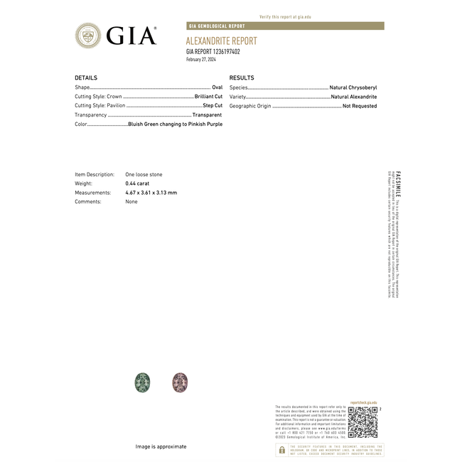 Ring .33ctw Diamonds .44ct Alexandrite GIA: 1236197402 14kw Sz6 123120110