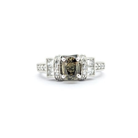 Ring .40ctw Princess & Round Diamonds .67ct Alexandrite 14kw sz7 124030239