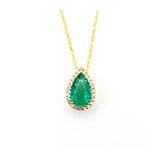  Pendant Drop .07ctw Round Diamonds .73ct Green Emerald 10.5x7mm 14ky 18" 124041268