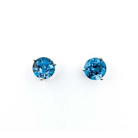 Earrings Stud 3.30ctw London Blue Topaz 7mm 14kw 124044168