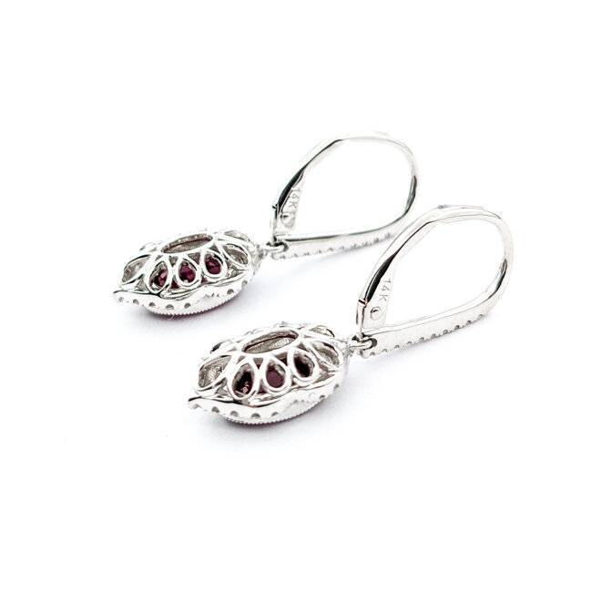 Earrings .30ctw Round Diamonds Leverback Drop 2.06ctw Ruby 1x.60" 14kw 124044186