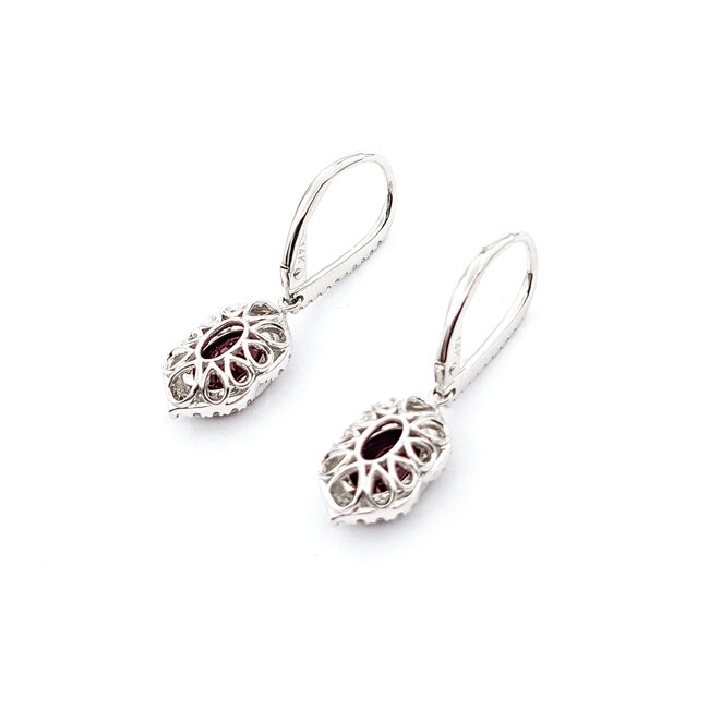Earrings .30ctw Round Diamonds Leverback Drop 2.06ctw Ruby 1x.60" 14kw 124044186