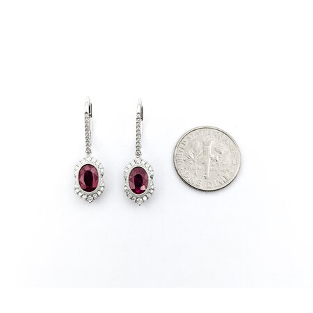 Earrings .30ctw Round Diamonds Leverback Drop 2.06ctw Ruby 1x.60" 14kw 124044186