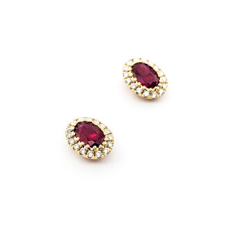 Earrings .46ctw Round Diamonds Stud 1.25ctw Ruby 9x7mm 14ky 124044181