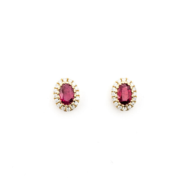 Earrings .46ctw Round Diamonds Stud 1.25ctw Ruby 9x7mm 14ky 124044181