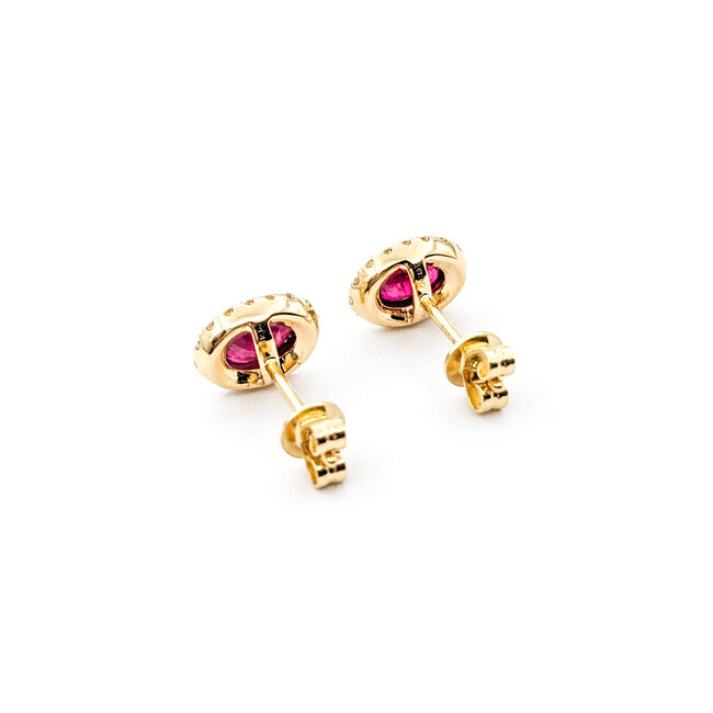 Earrings .46ctw Round Diamonds Stud 1.25ctw Ruby 9x7mm 14ky 124044181