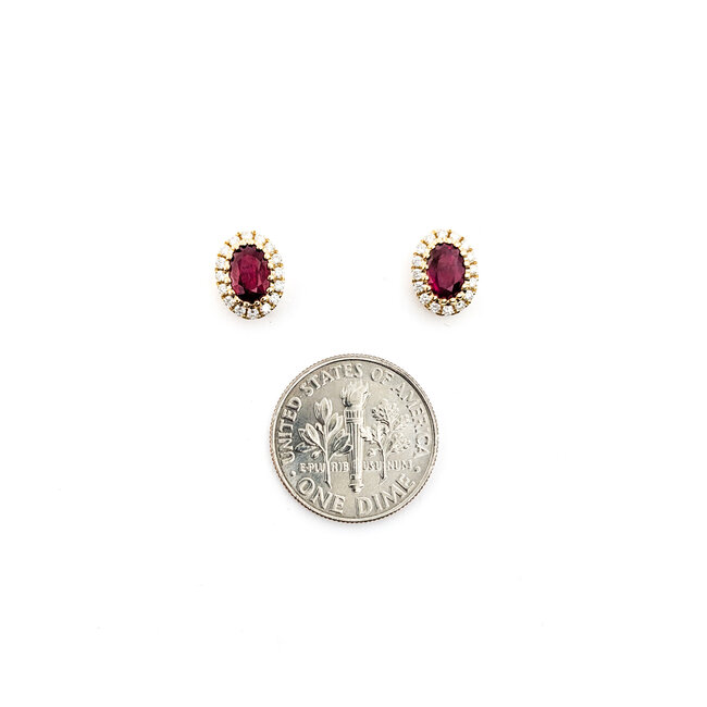 Earrings .46ctw Round Diamonds Stud 1.25ctw Ruby 9x7mm 14ky 124044181
