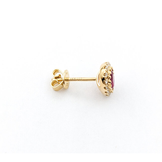 Earrings .46ctw Round Diamonds Stud 1.25ctw Ruby 9x7mm 14ky 124044181