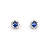  Earrings .24ctw Round Diamonds Stud 1.01ctw Sapphire 8x7mm 14kw 124044176
