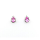  Earrings .14ctw Round Diamonds Stud .98ctw Pink Sapphire 9x6mm 14kw 124044174