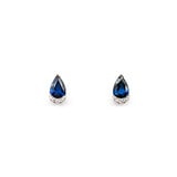 Earrings .04ctw Round Diamonds Stud 1.04ctw Sapphire 8X4.5mm 14kw 124044177