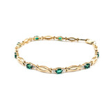  Bracelet .01ctw Round Diamonds 1.34ctw Emerald 14ky 7" 2.7mm 124043253