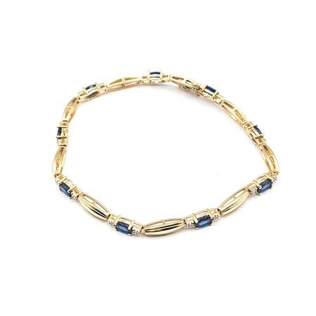 Bracelet .09ctw Round Diamonds 2.89ctw Sapphire 14ky 7" 3.4mm 124043252