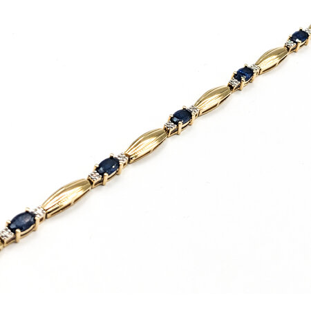 Bracelet .09ctw Round Diamonds 2.89ctw Sapphire 14ky 7" 3.4mm 124043252