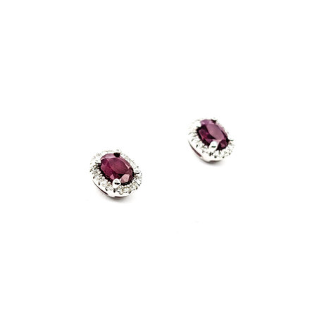 Earrings .10ctw Round Diamonds Stud 1.07ctw Ruby 8x6.5mm 14kw 124044159