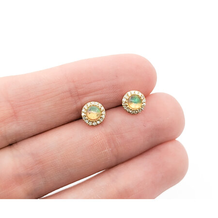 Earrings .10ctw Round Diamonds Stud .65ctw Opal 6mm 14ky 124044162