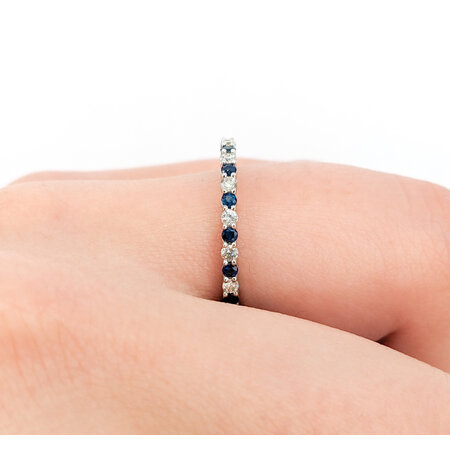 Ring 0.17ctw Round Diamonds 0.25ctw Sapphire 14kw sz6.25 124030195