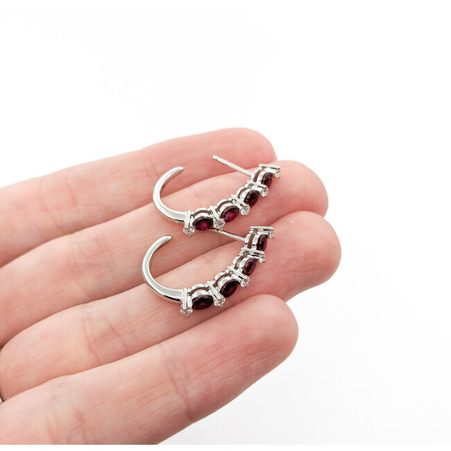 Earrings .29ctw Round Diamonds Stud 1.43ctw Ruby .9x.1" 14kw 124044179