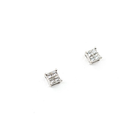 Earrings .40ctw Princess Diamonds Stud Illusion Set 4.9x4.9mm 14kw 124044002