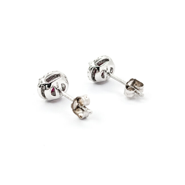 Earrings .10ctw Round Diamonds Stud .88ctw Ruby 7x6mm 14kw 124044165