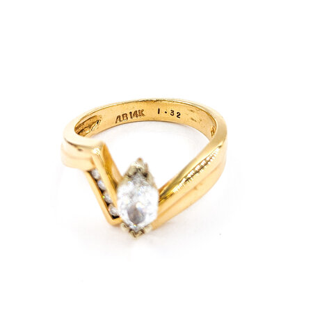 Ring Engagement .50ct Modified Marquise Diamonds .08ctw Diamonds 14ky Sz7 223010008
