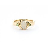  Ring .04ctw Round Green Diamonds 1ct Opal 14ky sz7 124040192