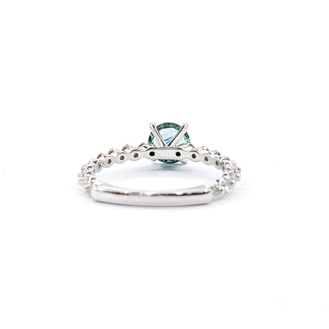 Ring .56ctw Round Diamonds 1.21ct Montana Sapphire GIA CERT 14kw sz7 124040179