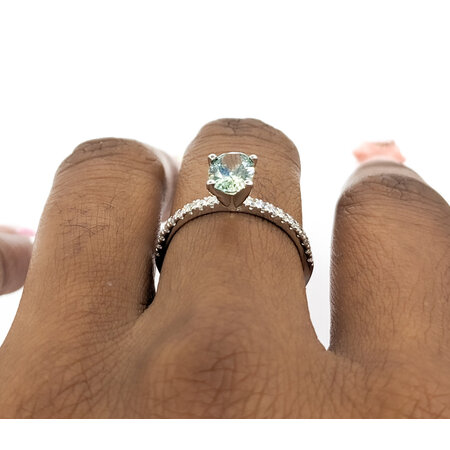 Ring GIA CERT .20ctw Round Diamonds 1.21ct Montana Sapphire 14kw sz5 124040187