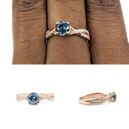 Ring GIA CERT .33ctw Round Diamonds 1.08ct Montana Sapphire 14kr sz7 124040184