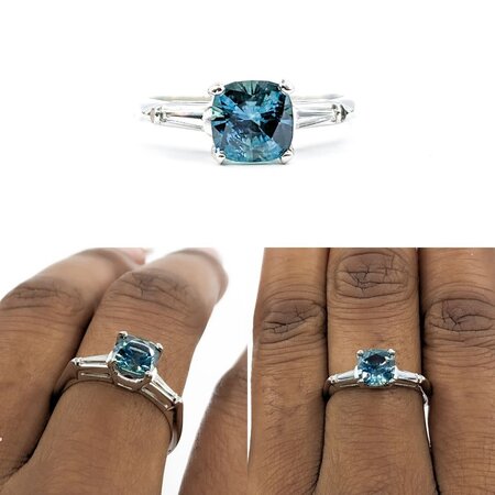 Ring GIA CERT .18ctw Tappered Baguette Diamonds 1.52ct Montana Sapphire 14kw sz8 124040189