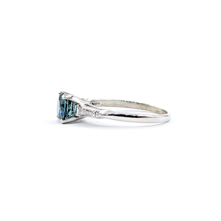 Ring GIA CERT .18ctw Tappered Baguette Diamonds 1.52ct Montana Sapphire 14kw sz8 124040189