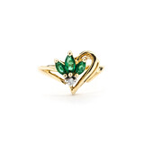  Ring .02ct Round Diamond .30ctw Emeralds 14ky Sz6.5 223030064