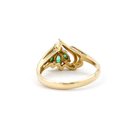 Ring .02ct Round Diamond .30ctw Emeralds 14ky Sz6.5 223030064
