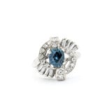  Ring .75ctw Round & Baguette 1.3ct Montana Sapphire 14kw Sz7.5 123030121