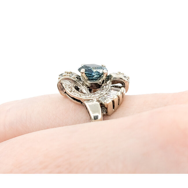 Ring .75ctw Round & Baguette 1.3ct Montana Sapphire 14kw Sz7.5 123030121