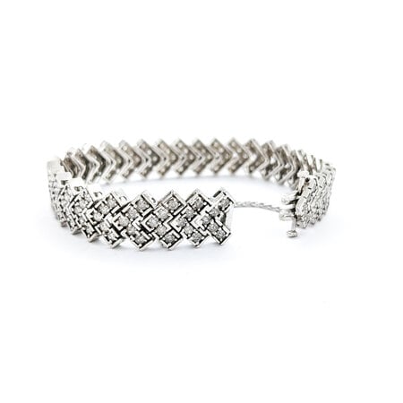 Bracelet 6.6ctw Round Diamonds V Shape Link 14kw 7" 12.5mm 224053001