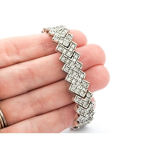 Bracelet 6.6ctw Round Diamonds V Shape Link 14kw 7" 12.5mm 224053001