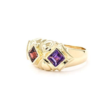 Ring .90ct Step Cut Square Garnet 1.08ct Amethyst 1.05ct Citrine14ky 224050152